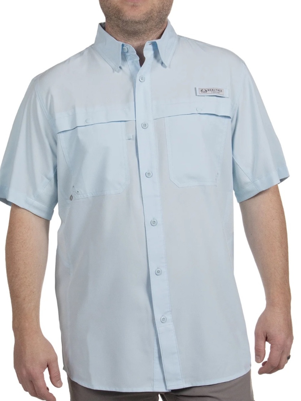 Realtree Light Blue Short Sleeve Button-Down Shirt 2XL